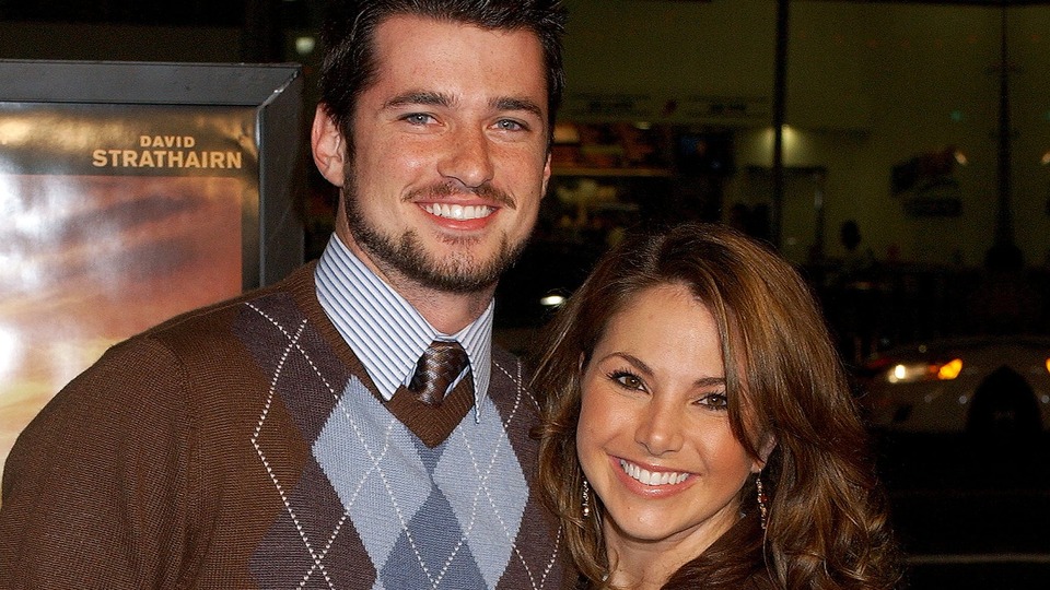 Wes Brown and wife Amanda Moye Brown at a red carpet film premiere in Los Angeles.