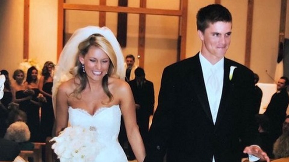 Emily Kuchar and Zack Greinke on their wedding day in November 2009
