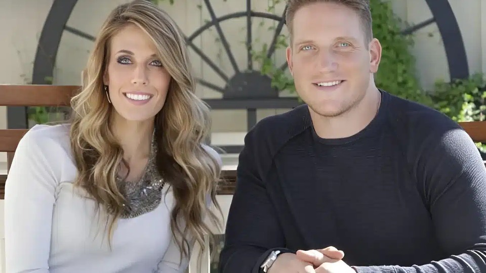 Laura Quinn Hawk and husband A.J. Hawk photographed together in Ohio