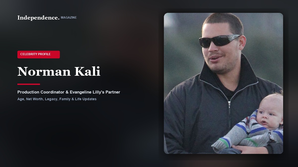 Norman Kali, Hawaiian production assistant and partner to Evangeline Lilly, photographed during an outdoor family stroll.